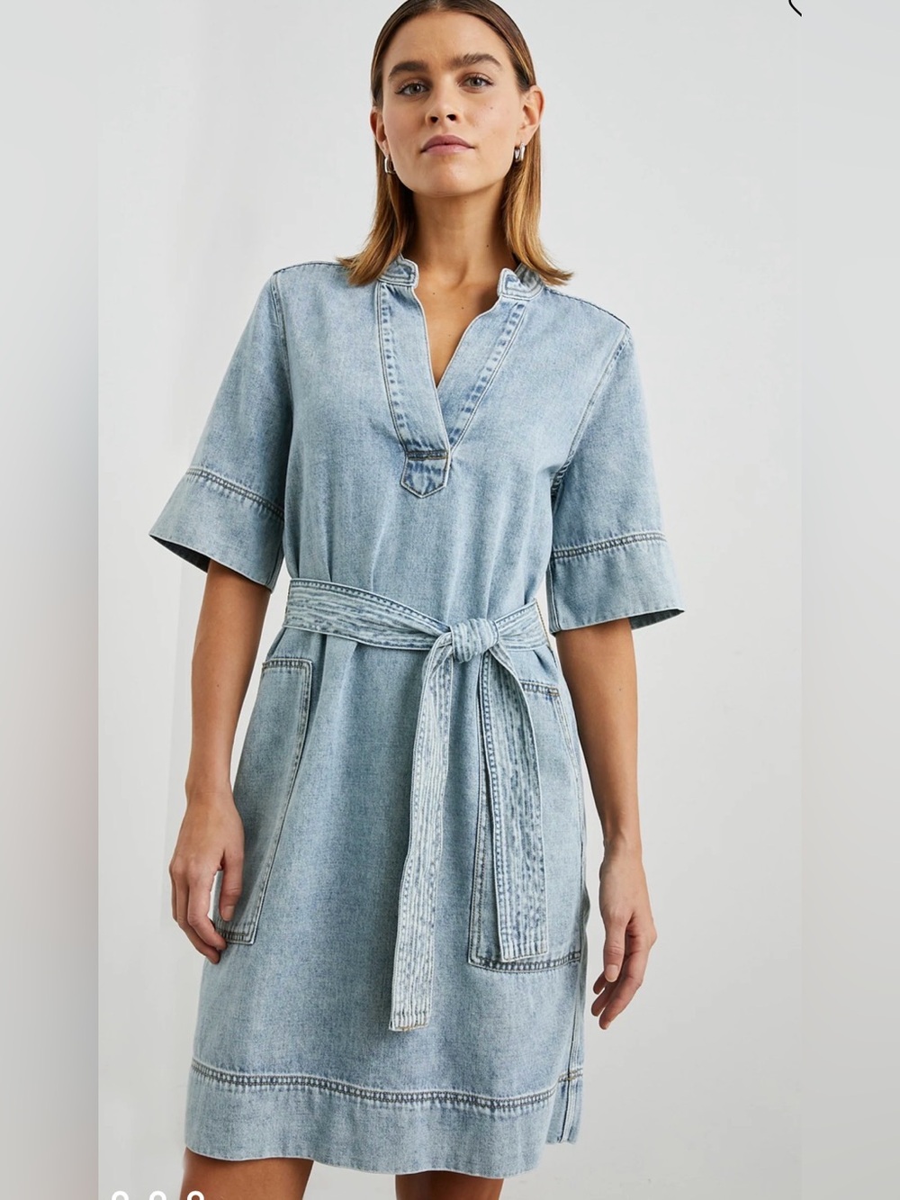 RAILS Chancey Faded Indigo Denim Short Sleeve V-Neck Dress - Size small